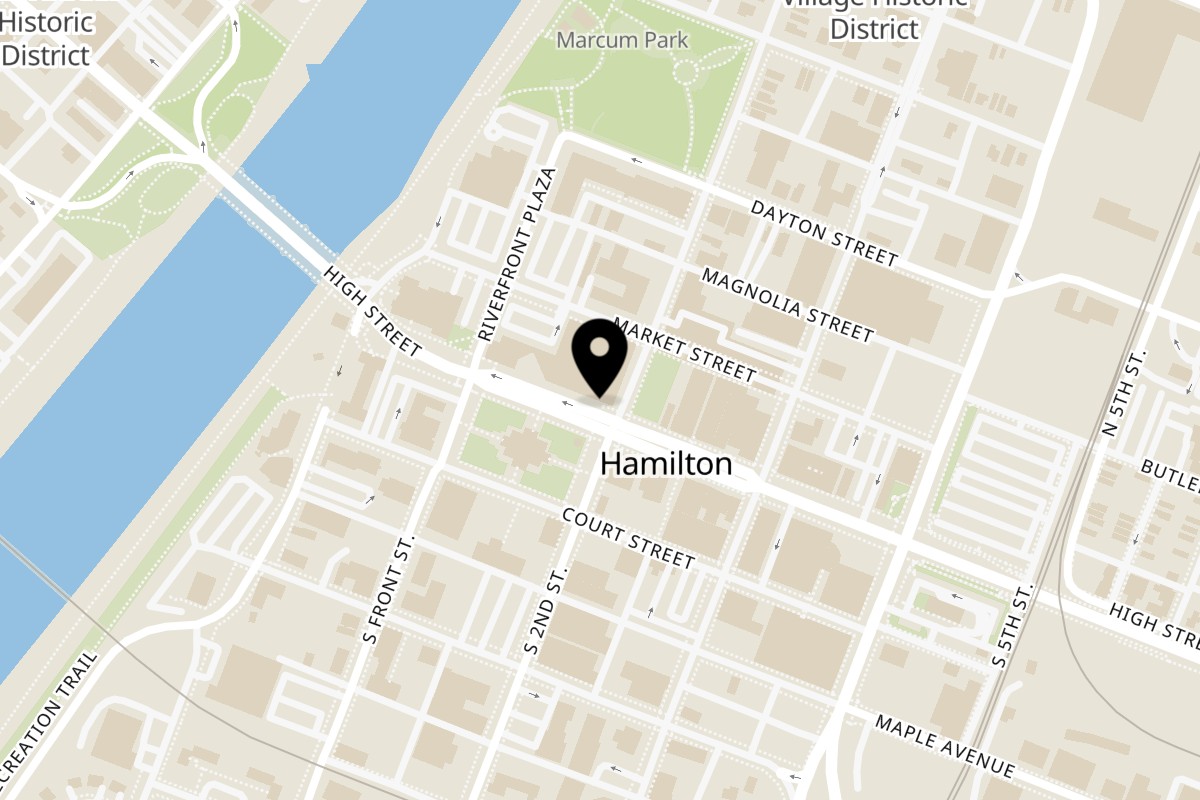 Map showing the location of Alexander's Market & Deli on 160 High St in Hamilton